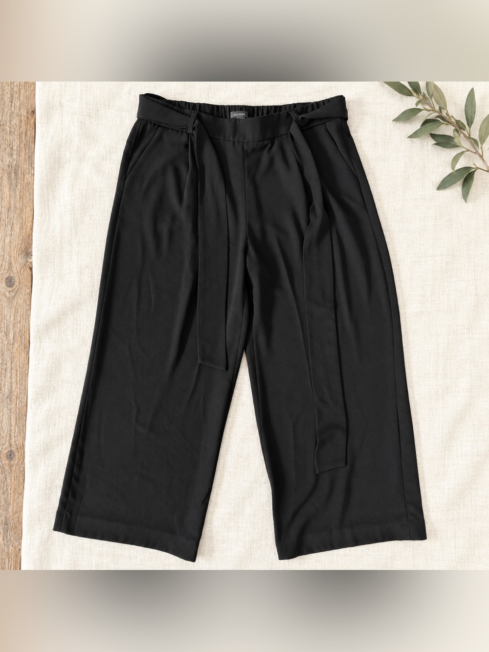Halogen Black Wide-Leg Tie Waist Pants